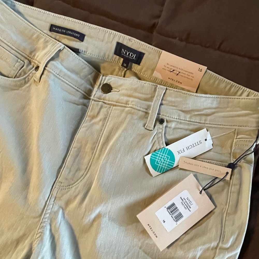 NYDJ Marilyn straight leg, khaki, 16.